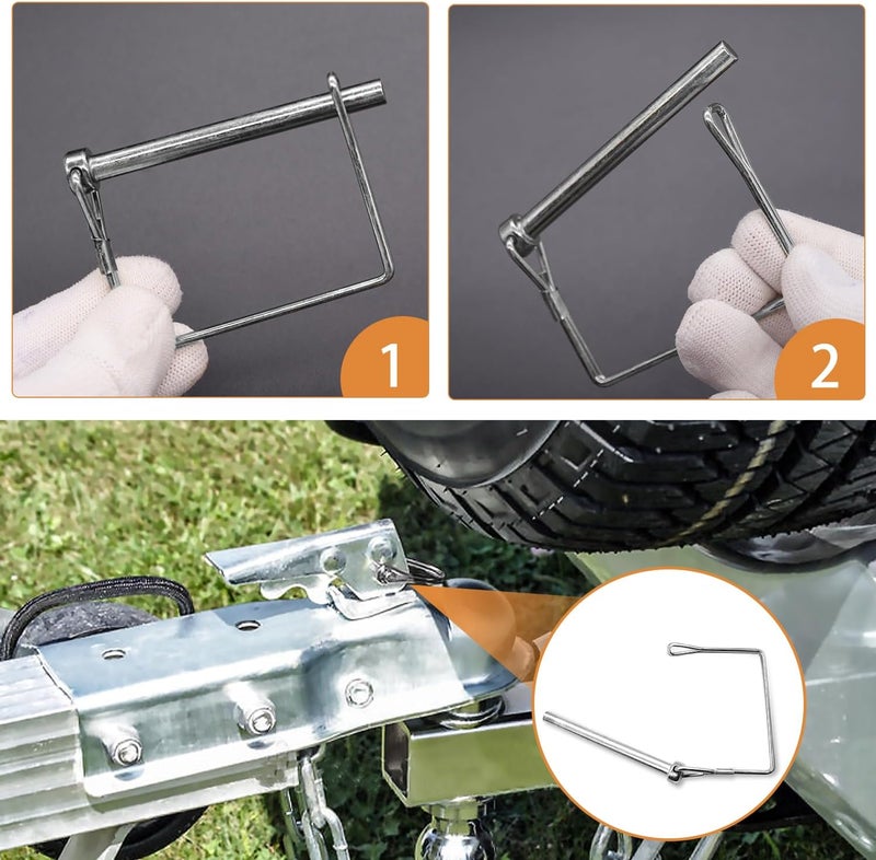 mankk 10PCS 1/4" Silver Square Trailer Hitch Pin Arch Pto Shaft Locking Pin Wire Lock Pin Zinc-Plated PTO Shaft Safety Locking Pin for Farm Lawn Garden Hitches M-127-5D-5F-SR - Image 5